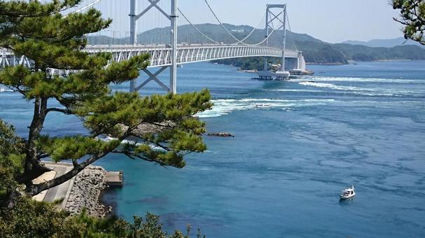 Photo, seto ohashi bridge, seto inland sea, sea, 
