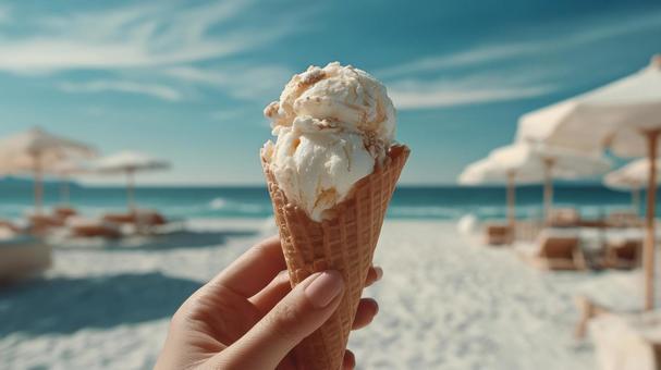Vanilla ice cream afternoon with the ocean breeze, summer, ice, sea, JPG