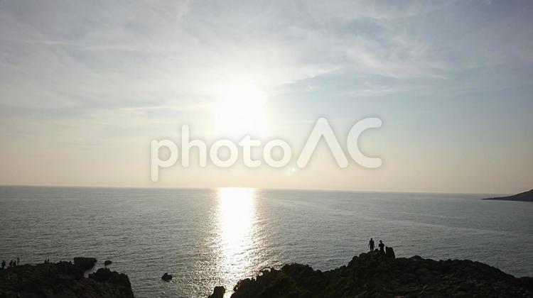 東尋坊の夕暮れ 東尋坊,夕焼け,海の写真素材