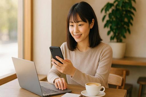 カフェでリラックス仕事時間 カフェでリラックス仕事時間の写真