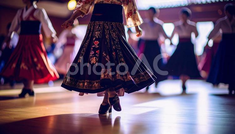 スクエアダンスを踊る衣裳を着た女性たち スクエアダンス,衣裳,女性の写真素材