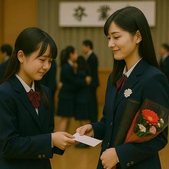卒業式に後輩から先輩へ感謝の手紙を渡す 卒業式に後輩から先輩へ感謝の手紙を渡すの写真