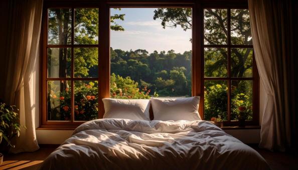 白いベッドの写真