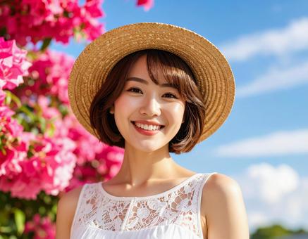 ブーゲンビリア・麦わら帽子の彼女 ブーゲンビリア・麦わら帽子の彼女の写真