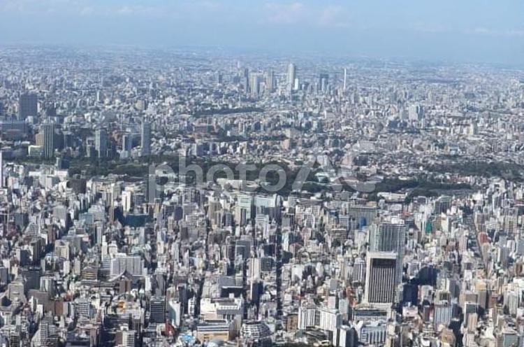 スカイツリーからの眺め、中央は上野の森 スカイツリー,遠望,市街地の写真素材