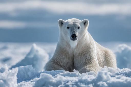 北極の氷上で休むホッキョクグマの姿 北極の氷上で休むホッキョクグマの姿の写真