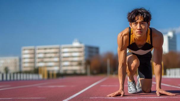 陸上競技を楽しむ若い男性9 陸上競技を楽しむ若い男性9の写真