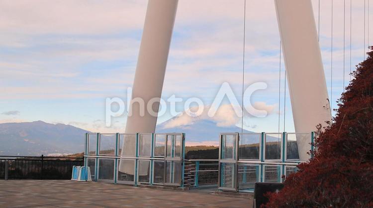 三島スカイツリー主塔と新春の富士山 吊り橋,冬,早春の写真素材