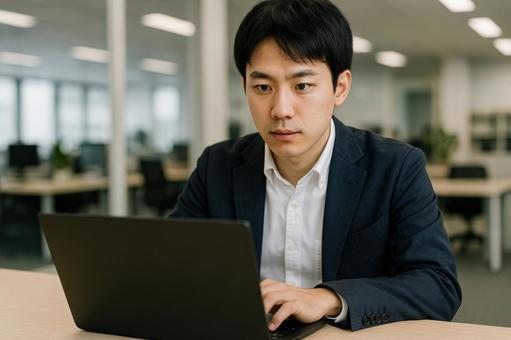 チャットを確認する社員 チャットを確認する社員の写真