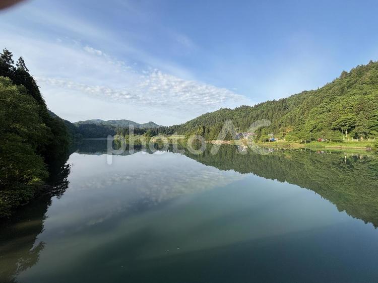 日本の原風景　只見川 只見川,田舎,原風景の写真素材