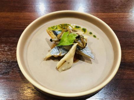 サンマとキノコのオードブル サンマ,きのこ,料理の写真素材