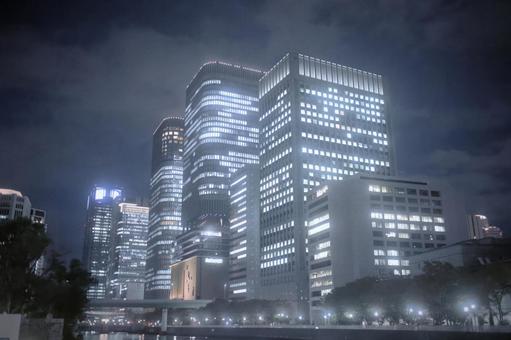 淀屋橋夜景素材イメージ 中之島,夜,夜景の写真素材