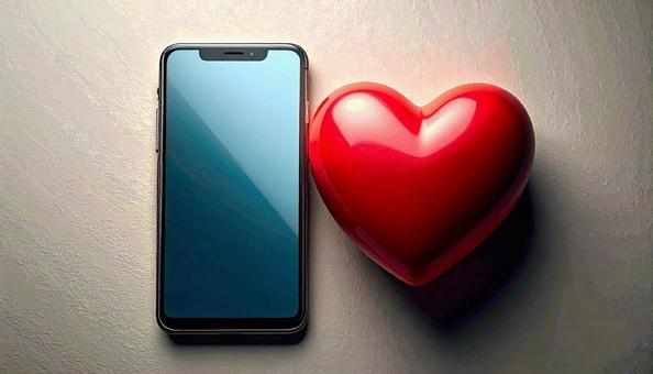 ハートとスマートフォンの写真