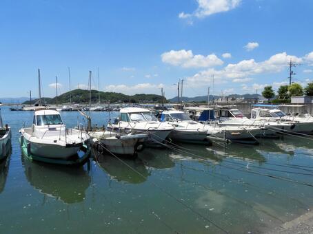 笠岡市　美の浜港 岡山県,美の浜港,十一番町緑道の写真素材