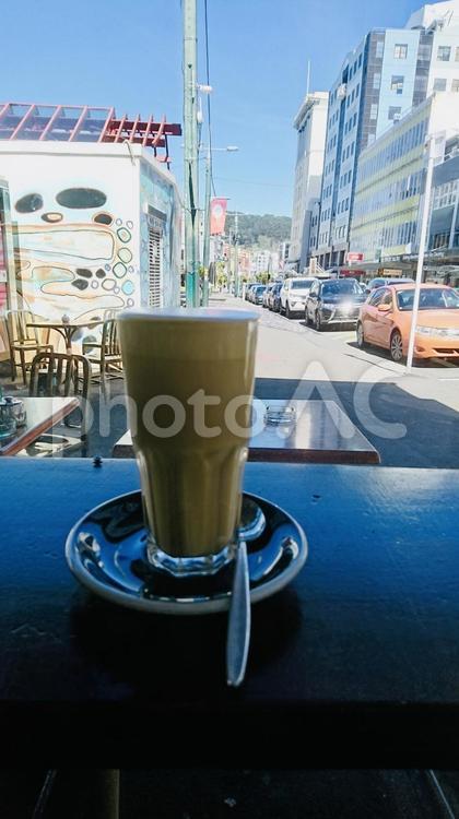 カフェの街ウェリントとフラットホワイト ニュージーランド,カフェ,ウェリントンの写真素材