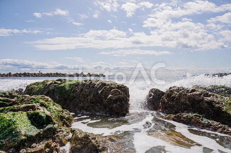 海岸の岩場(その３) 岩場,海岸,海の写真素材