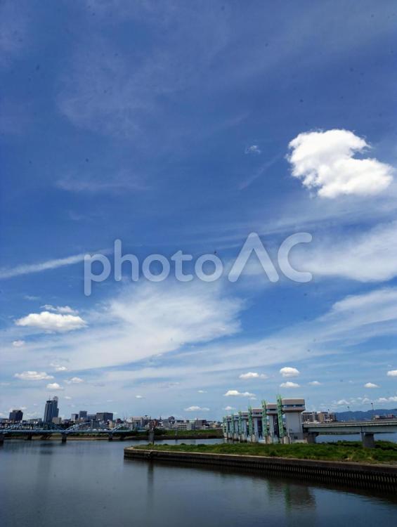 淀川　毛馬水門　202107 川,空,風景の写真素材