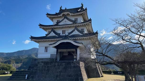 晴天のお正月の宇和島城 晴天のお正月の宇和島城 城,宇和島城,天守閣の写真素材