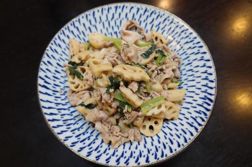 レンコンと豚肉の炒め物 レンコンと豚肉の炒め物の写真