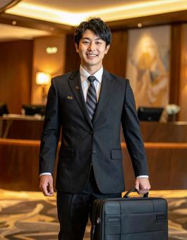 働く人・ホテルマン・お荷物お運びします 働く人・ホテルマン・お荷物お運びしますの写真