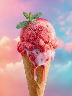 見た目も美しいラズベリーアイスのデザート 見た目も美しいラズベリーアイスのデザートの写真