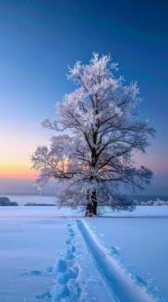 雪の中の一本の木 雪の中の一本の木の写真