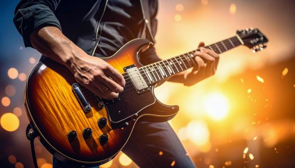 エレキギターを演奏するギターリスト エレキギターを演奏するギターリストの写真