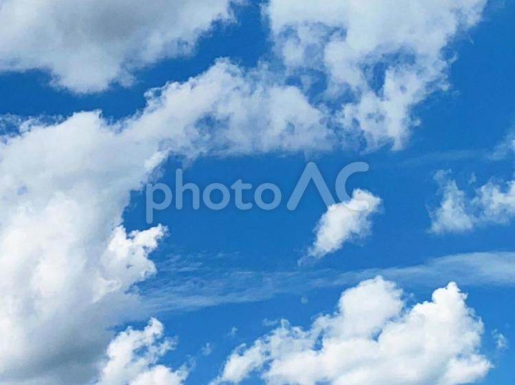夏模様の空 空,スカイブルー,自然の写真素材