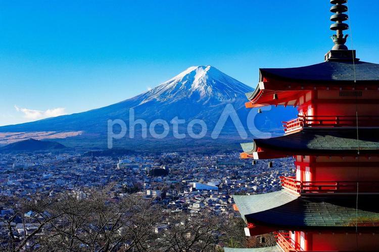 富士と五重塔 mt.fuji,五重塔,japanの写真素材