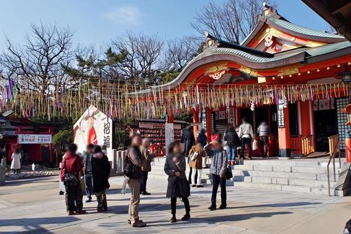 初詣風景 初詣,新年,正月の写真素材