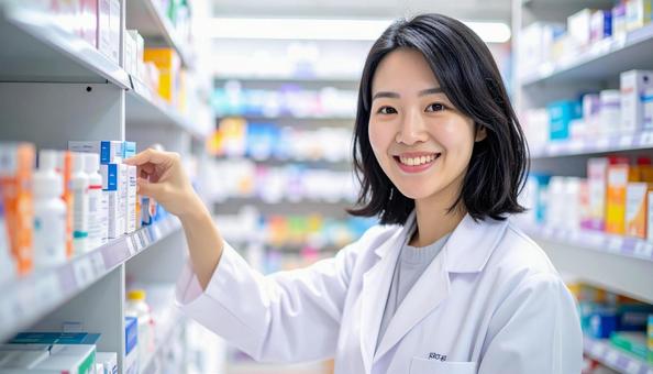 笑顔で働く薬剤師 笑顔で働く薬剤師の写真