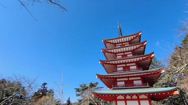 青空と五重塔 青空と五重塔 青空,五重塔,空の写真素材