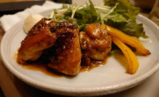 照り焼き 照り焼き 照り焼き,鶏,鶏肉の写真素材