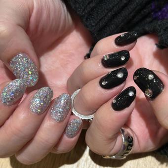 アシメショートネイル ジェルネイル,ネイル,指の爪の写真素材