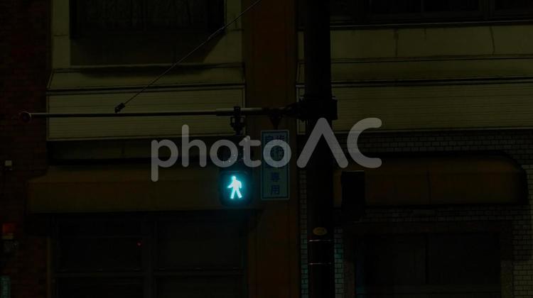 夜の歩行者用信号機 信号機,夜,自動車の写真素材