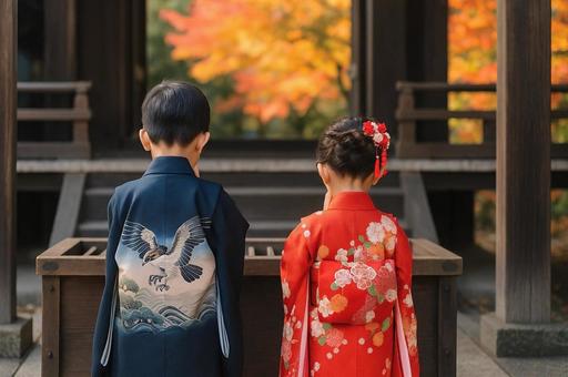 七五三のお参りの写真