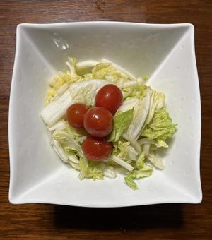 自家栽培ミニトマト入り白菜サラダ 夕食,サラダ,自家栽培の写真素材