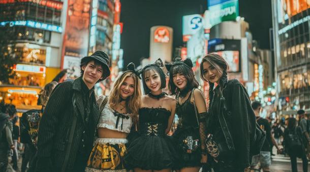 渋谷 ハロウィンを楽しむ若者達の写真
