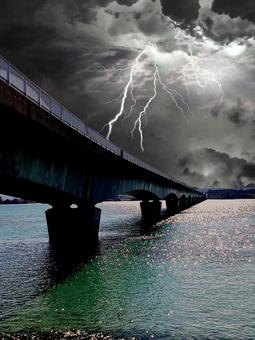Photo, bridge, sea, okinawa, 