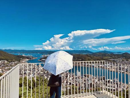 夏の日傘女性 夏,尾道,日傘の写真素材