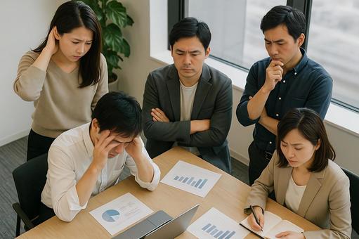 会議・グループワーク 煮詰まる男女 会議・グループワーク 煮詰まる男女の写真