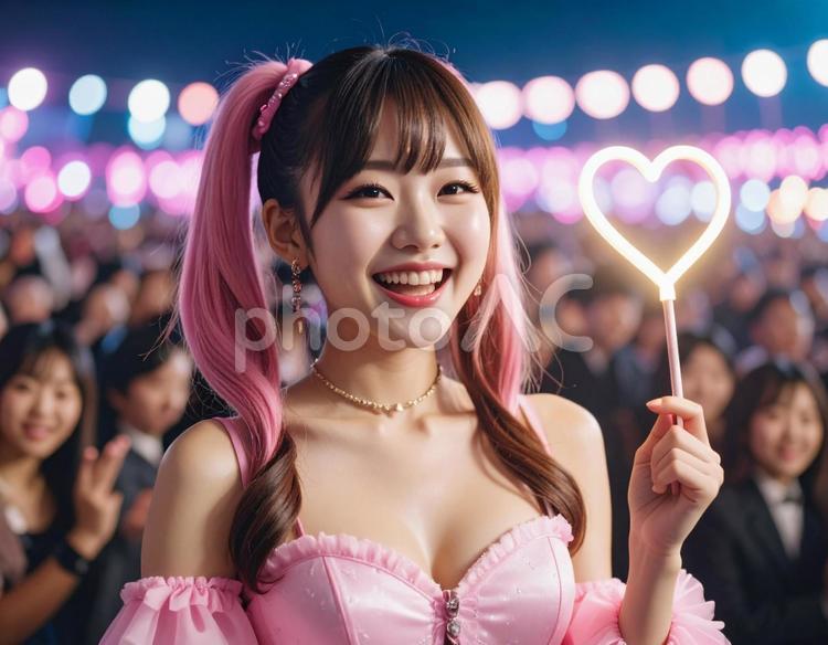 推し活女子・ハート！ 推し活,女子,ライブの写真素材