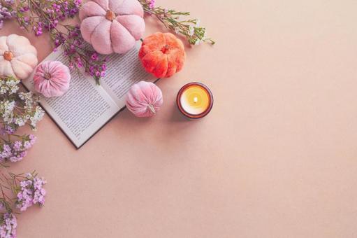 読書の秋 かぼちゃ,パンプキン,洋書の写真素材