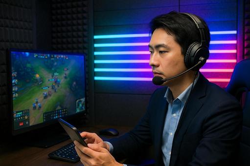 eスポーツ実況スタジオ 防音ブース内実況 eスポーツ実況スタジオ 防音ブース内実況の写真
