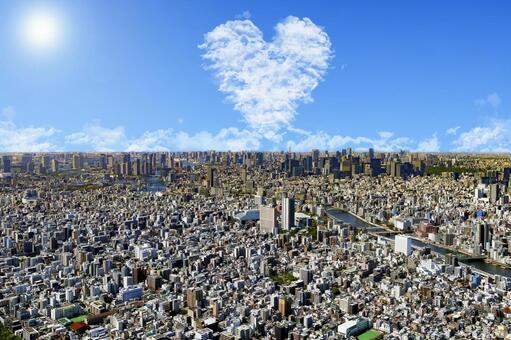 Cloud of heart and light of hope on the sky in Tokyo, JPG Cloud of heart and light of hope on the sky in Tokyo, bright, hope, blue sky, JPG