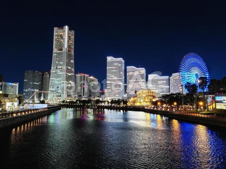 横浜みなとみらい夜景 横浜,みなとみらい,夜景の写真素材