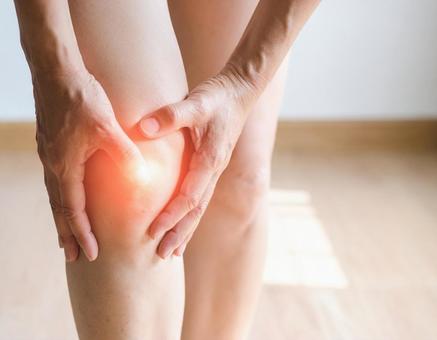 膝に痛みを感じる女性 膝に痛みを感じる女性の写真