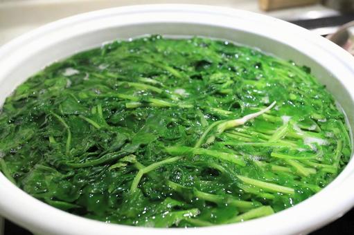 葉大根を茹でる 葉大根を茹でるの写真