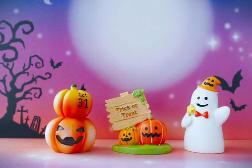 アニメのような可愛いハロウィーンのオバケ ハロウィン,カボチャ,お化けの写真素材