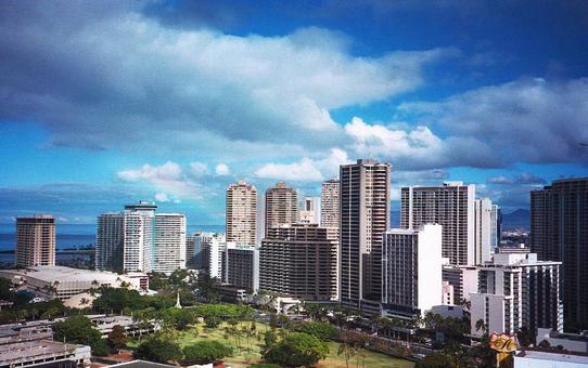 ハワイ・ホノルルの街並み ハワイ,ホノルル,街の写真素材